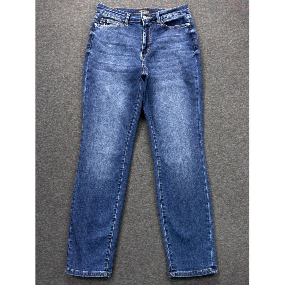 Judy Blue Jeans Womens 7/28 Boyfriend Fit Mid Rise Straight Leg Blue Stretch